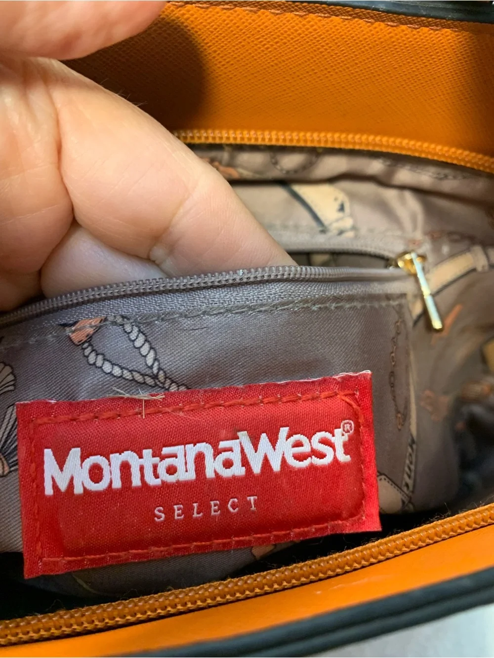 Montana West Orange Structured Saffiano Tote with Gold Accents